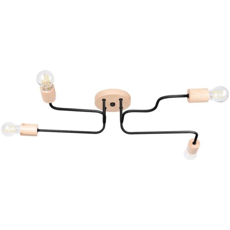 Lámpara Zano negro, 4 luces