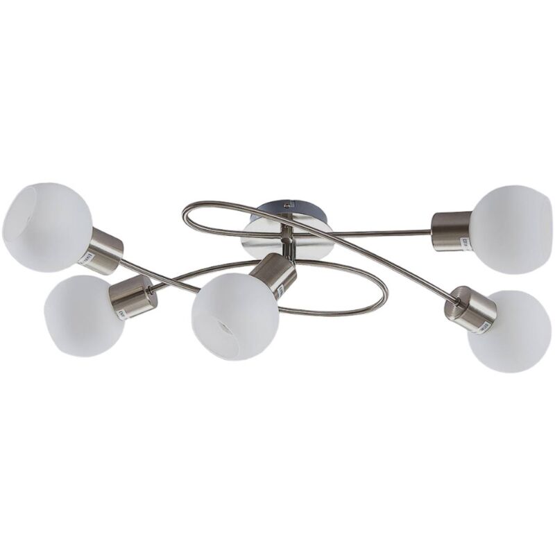 

Lámpara LED de techo Elaina, 5 luces, níquel mate