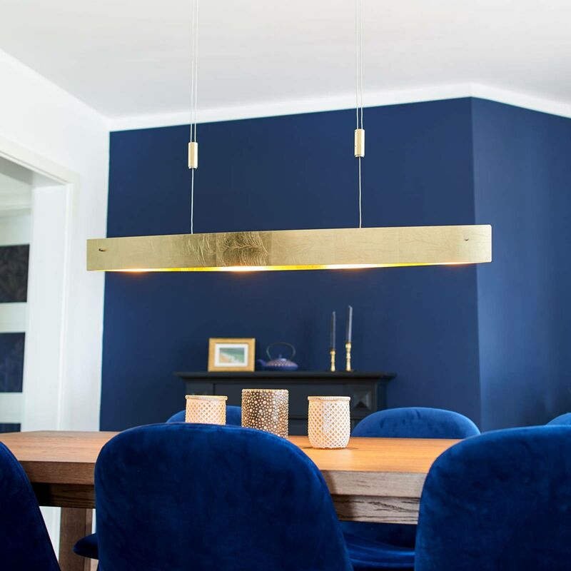 

Lucande - Lámpara LED suspendida Malu dorada, 100 cm