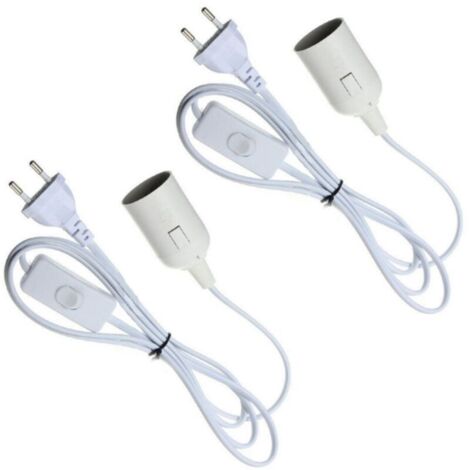 Lámparas colgantes LED de 1,8 m – Juego de 2 portalámparas E27 con cable, enchufe e interruptor integrados – Blanco neutro