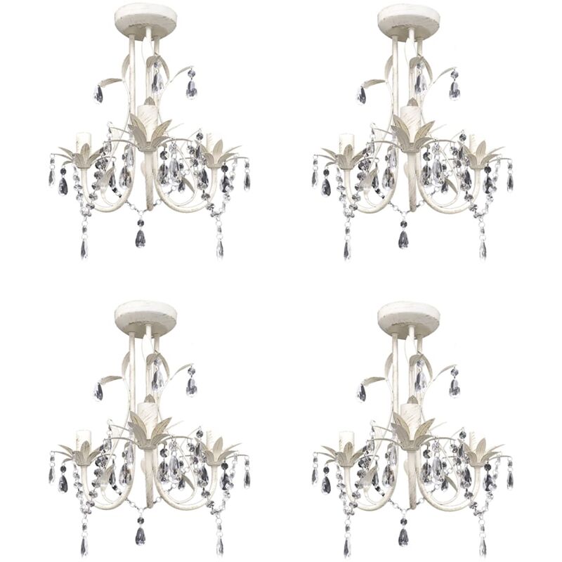 

Lámparas de araña de cristal 4 unidades blanco elegante