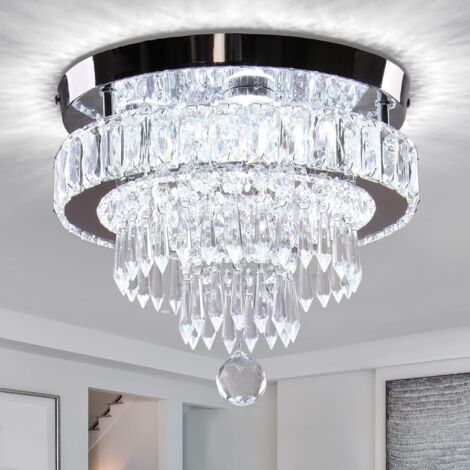Lámparas de araña de cristal modernas, lámparas de techo de cristal, lámparas de araña pequeñas, lámparas LED empotradas, iluminación para dormitorios, salones y pasillos, blanco 6500 K