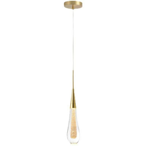 Lámparas de araña LED, lámparas de araña creativas de cristal con forma de gota de agua, modernas lámparas de techo LED de cristal dorado (luz cálida).