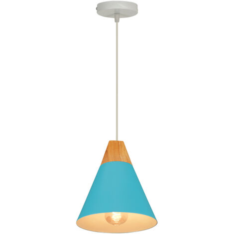 Lámparas De Colgar De Madera Lámpara Colgante Retro Moderna Lámpara De Techo Estilo Nórdico Macaron Lámpara Creativa Azul