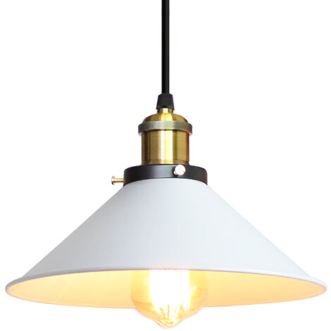 Lámparas De Colgar E27 Retro (Blanco)220MM Industrial Metal Pantallas De Iluminación Clásico Para Restaurante Bar