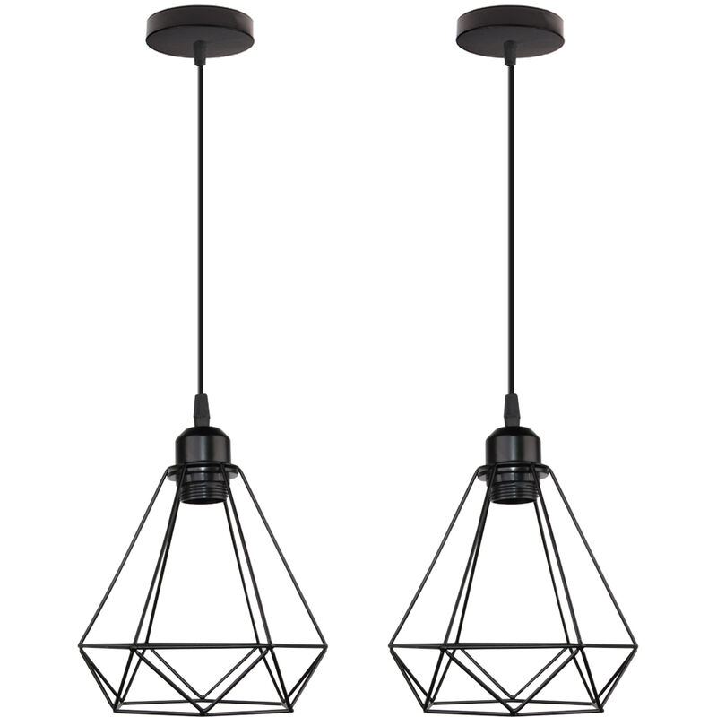 

Lámparas de Colgar Industrial Colgante de Luz Retro de Diamante Ø20CM Lámpara de Techo Ajustable En Altura para Sala de Estar Comedor Bar Balcón