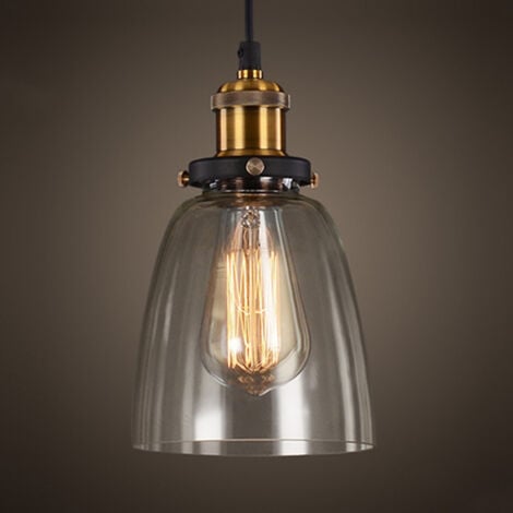 NORCKS Lámparas De Colgar Interior Industrial Lamparas De Techo Retro E27 Lampara Techo De Vidrio Negro Para Dormitorio Cocina Sala De Estar Hotel
