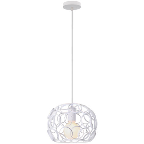 NORCKS Lámparas De Colgar Jaula Esférica De Hierro Metal Lámparas De Techo Creativo Nordico Moderno Lustre De Casa Cocina Pasillo Interior (Blanco)