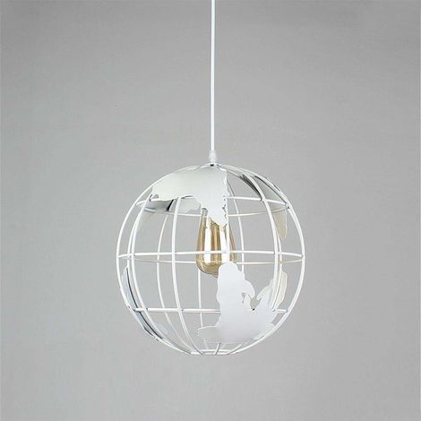 Lámparas de Colgar Moderno Led Creativo de Globo Terráqueo Lámpara de Techo Nórdica de Hierro E27 (Blanco)