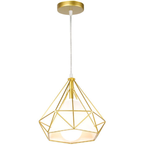 Lámparas De Colgar Retro Oro Lámparas De Colgar Antiguo Lámparas De Colgar De Hierro De Metal Lámpara De Techo Moderno 25CM Diamante E27