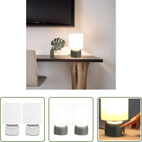 Lámparas de mesa con botón -  Lámparas de mesa táctiles 2 unidades blanco E14