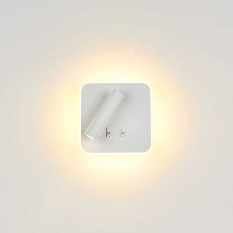 Lámparas de mesita de noche Lámpara de pared, iluminación interior de hotel Lámpara de pared, pasillo Lámpara de pared con interruptor (12W blanco / blanco cálido) [Clase energética A +]