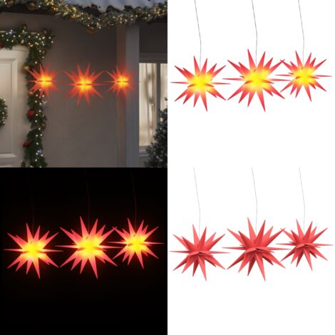 Lámparas de Navidad LED plegables 3 unidades rojo - Decoración de Navidad - Lámparas LED plegables