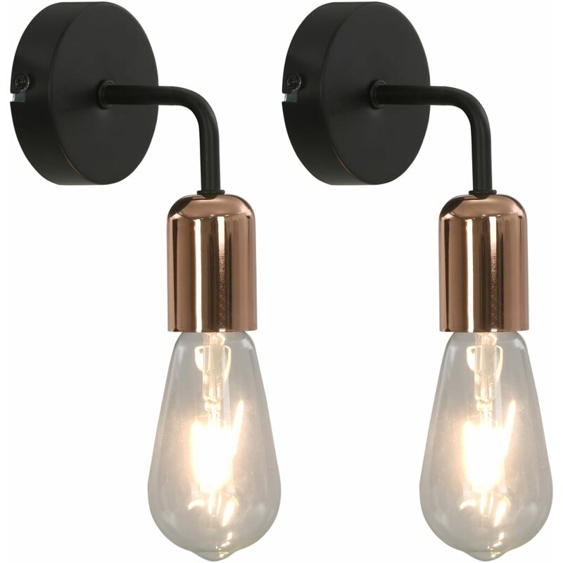 

Lamparas de pared 2 uds bombillas filamento 2 W negro cobre E27