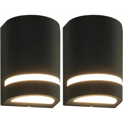 Lámparas de pared de exterior 2 uds 35 W negro semicircular