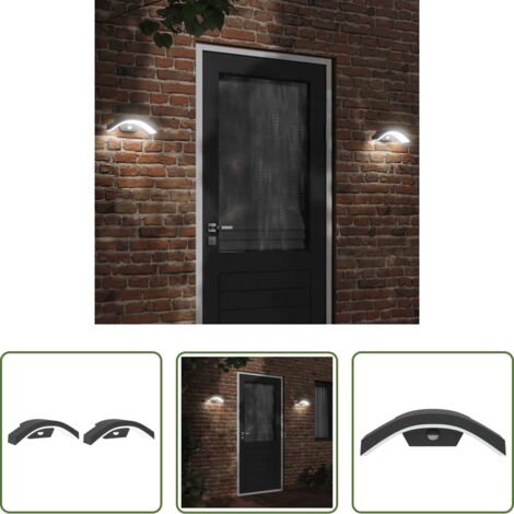 Lámparas de pared -  Lámparas de pared LED exterior con sensor 2 uds aluminio negro