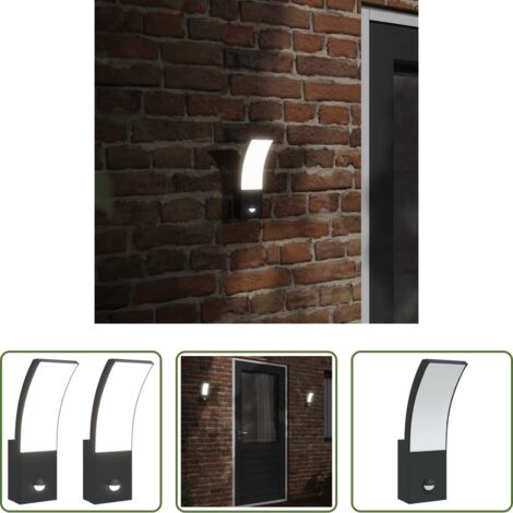 Lámparas de pared -  Lámparas de pared LED exterior con sensor 2 uds aluminio negro