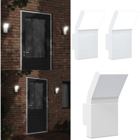 Lámparas de pared LED de exterior 2 uds aluminio fundido blanco - Lámparas de pared - Iluminación exterior