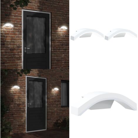 Lámparas de pared LED de exterior 2 uds aluminio fundido blanco - Lámparas LED - Iluminación exterior