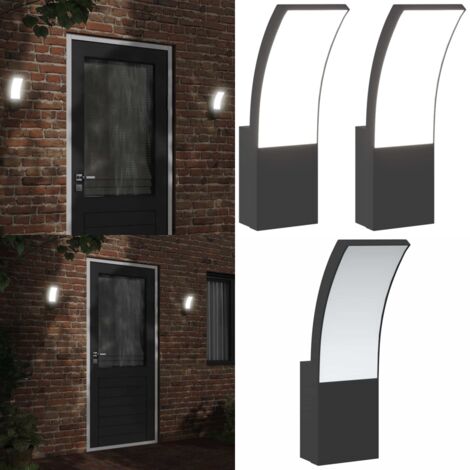 Lámparas de pared LED de exterior 2 uds aluminio fundido negro - Lámparas de pared - Luces LED