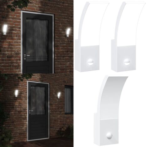 Lámparas de pared LED exterior con sensor 2 uds aluminio blanco - Lámparas de pared - Sensor de movimiento