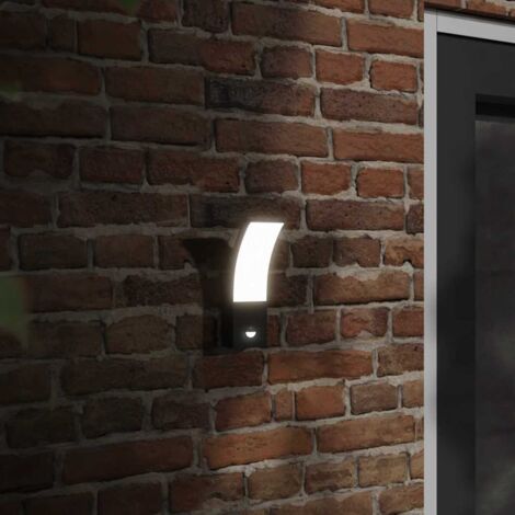Lámparas de pared LED exterior con sensor 2 uds aluminio negro