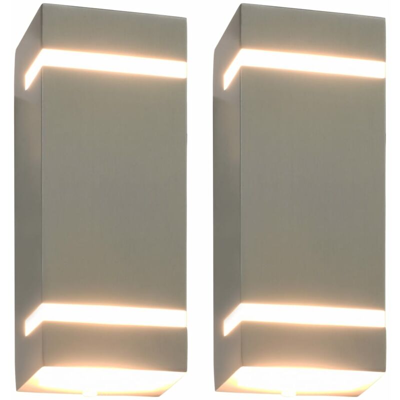 

Lámparas de pared para jardín 2 uds. rectangular plateado 35 W