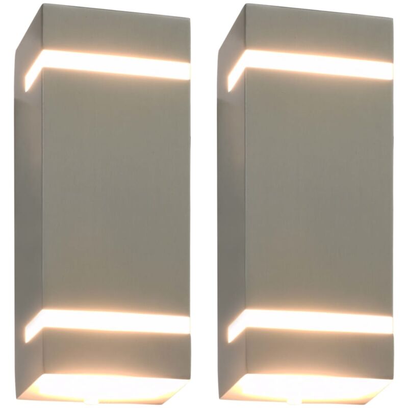 

vidaXL Lámparas de pared para jardín 2 uds. rectangular plateado 35 W - Plateado