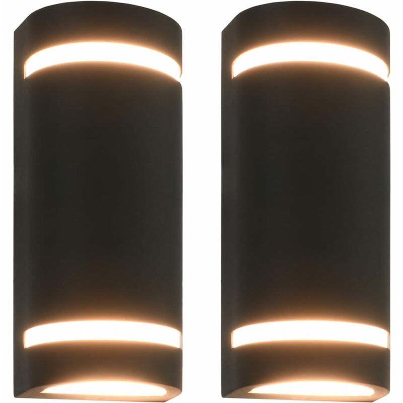 

Lamparas de pared para jardin 2 uds. semicircular negra 35 W