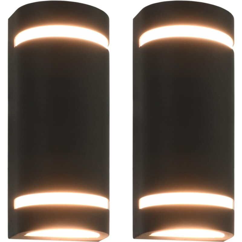 

vidaXL Lámparas de pared para jardín 2 uds. semicircular negra 35 W - Negro