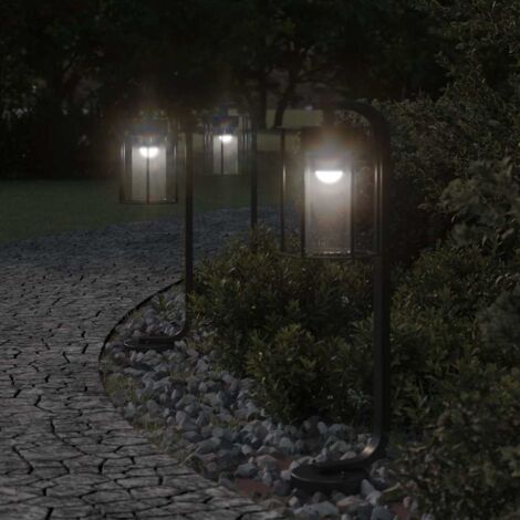 Lámparas de suelo de exterior 3 uds acero inoxidable negro 60cm