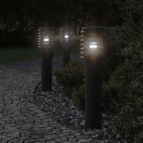 Lámparas de suelo de exterior 3 uds acero inoxidable negro 60cm