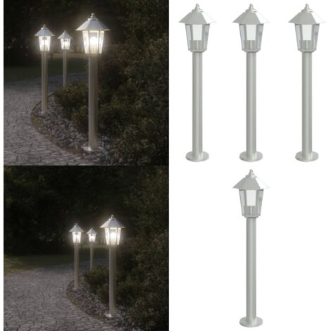Lámparas de suelo de exterior 3 unidades acero inoxidable 80 cm - Lámparas de suelo - Iluminación exterior