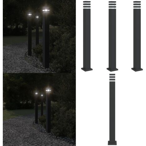 Lámparas de suelo de exterior 3 unidades aluminio negro 110 cm - Lámparas de suelo - Iluminación exterior