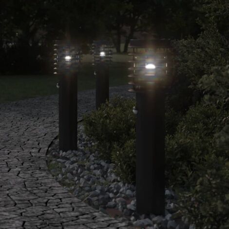 Lámparas de suelo de exterior con sensor acero negro 60 cm vidaXL