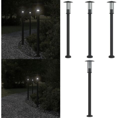 Lámparas de suelo exterior 3 uds acero inoxidable negro 100 cm - Lámparas de suelo - Iluminación exterior