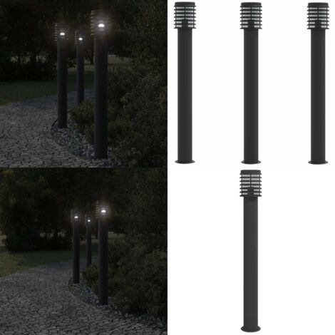 Lámparas de suelo exterior 3 uds acero inoxidable negro 110 cm - Lámparas de suelo - Iluminación exterior