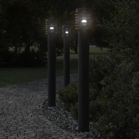 Lámparas de suelo exterior 3 uds acero inoxidable negro 110 cm vidaXL
