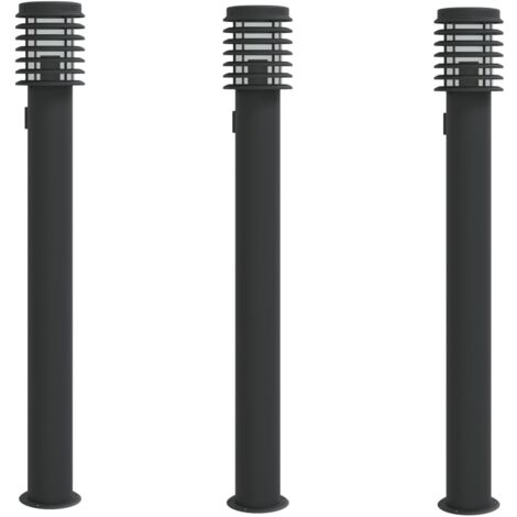 Lámparas de suelo exterior con enchufe 3 uds acero negro 110 cm vidaXL