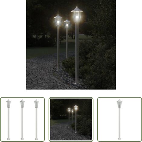 Lámparas de suelo - Lámparas de suelo de exterior 3 uds acero inoxidable 120 cm