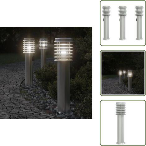 Lámparas de suelo - vidaXL Lámparas de suelo exterior con enchufe 3 uds acero inox 60 cm - Luces de patio