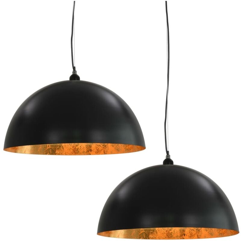 

vidaXL Lámparas de techo 2 uds semiesféricas negro y dorado 50 cm E27 - Negro