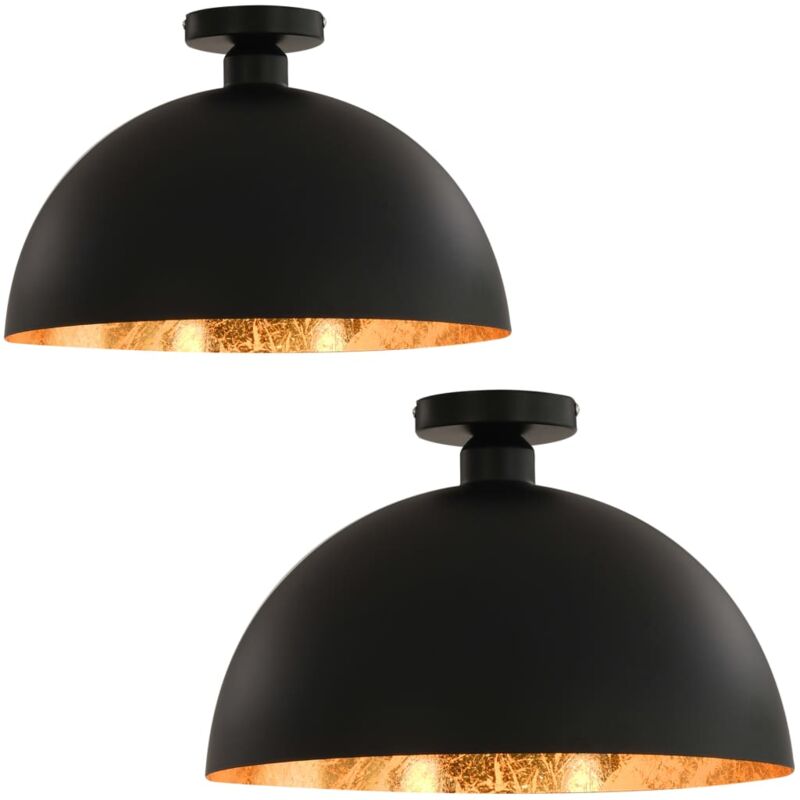 

vidaXL Lámparas de techo 2 uds semiesféricas negro y dorado E27 - Negro