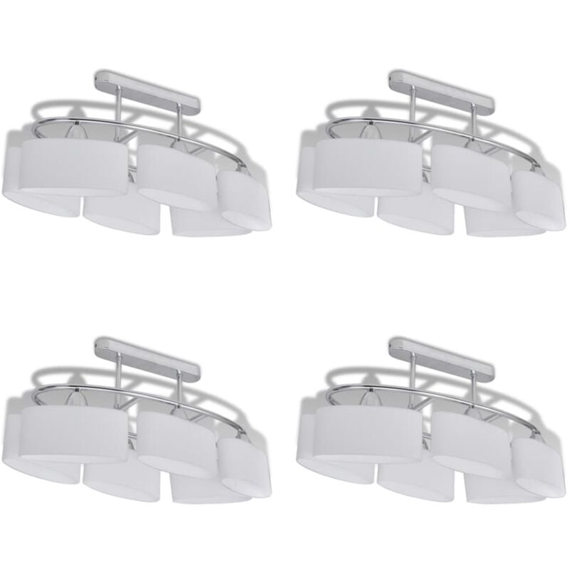 

vidaXL Lámparas de techo 4 uds con pantalla de cristal elipsoidal E14 - Blanco