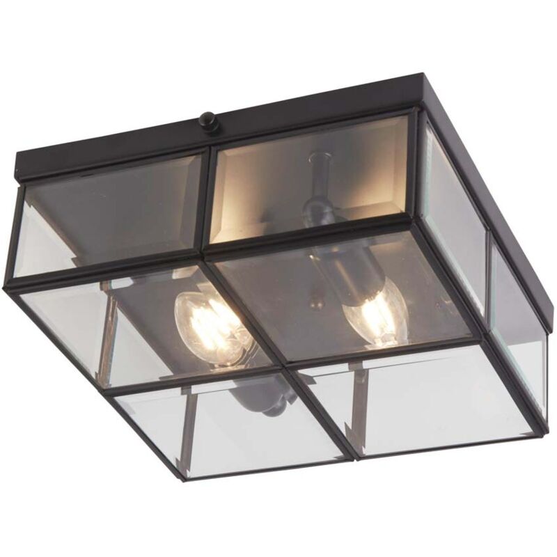 

Lámparas de techo con dos paneles negros biselados vidrio transparente