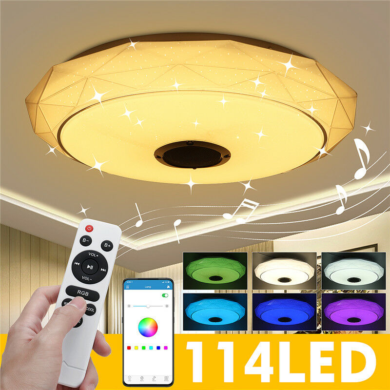 

Drillpro - Lámparas de techo de 120 W con aplicación de altavoz bluetooth y control remoto, luz de techo de música AC85-265V con cambio de color RGB