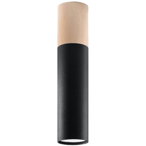 Lámparas de techo Pablo madera natural/negro acero/madera 1xGU10  6cm Sollux