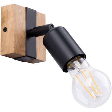 Lámparas de techo Zuca madera negra acero/madera 1xE27  14cm Sollux
