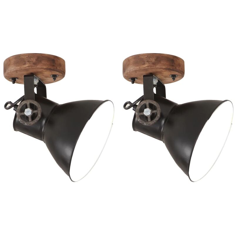 

Lámparas industriales de pared/techo 2 uds negro 20x25 cm E27