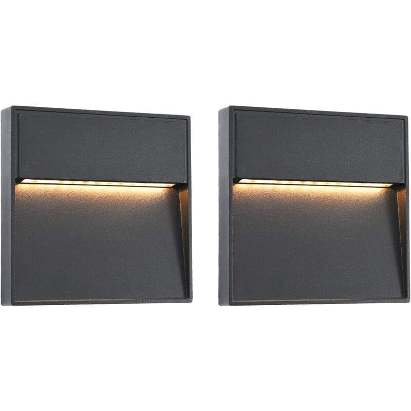 

Lámparas LED de pared para jardín 2 unidades cuadrada negra 3 W
